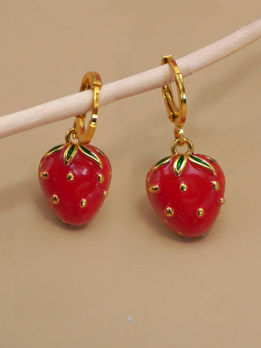 strawberry huggie hoops