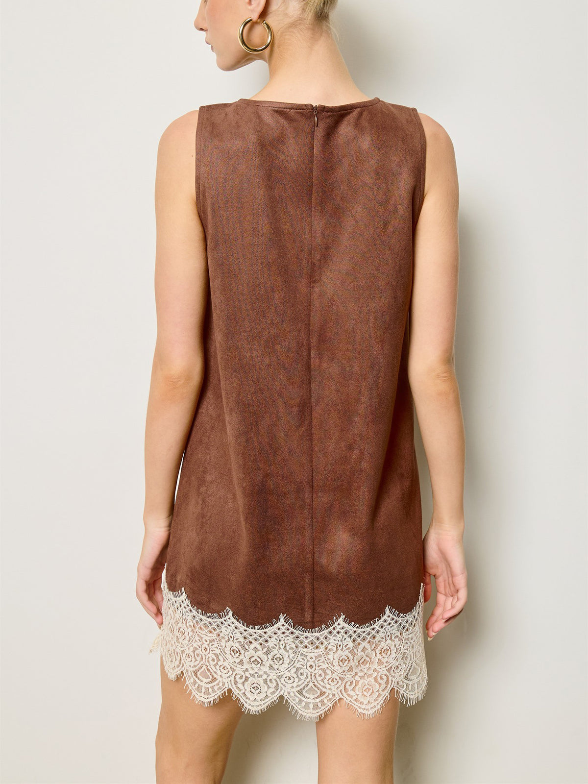 Suede Lace Mini Dress