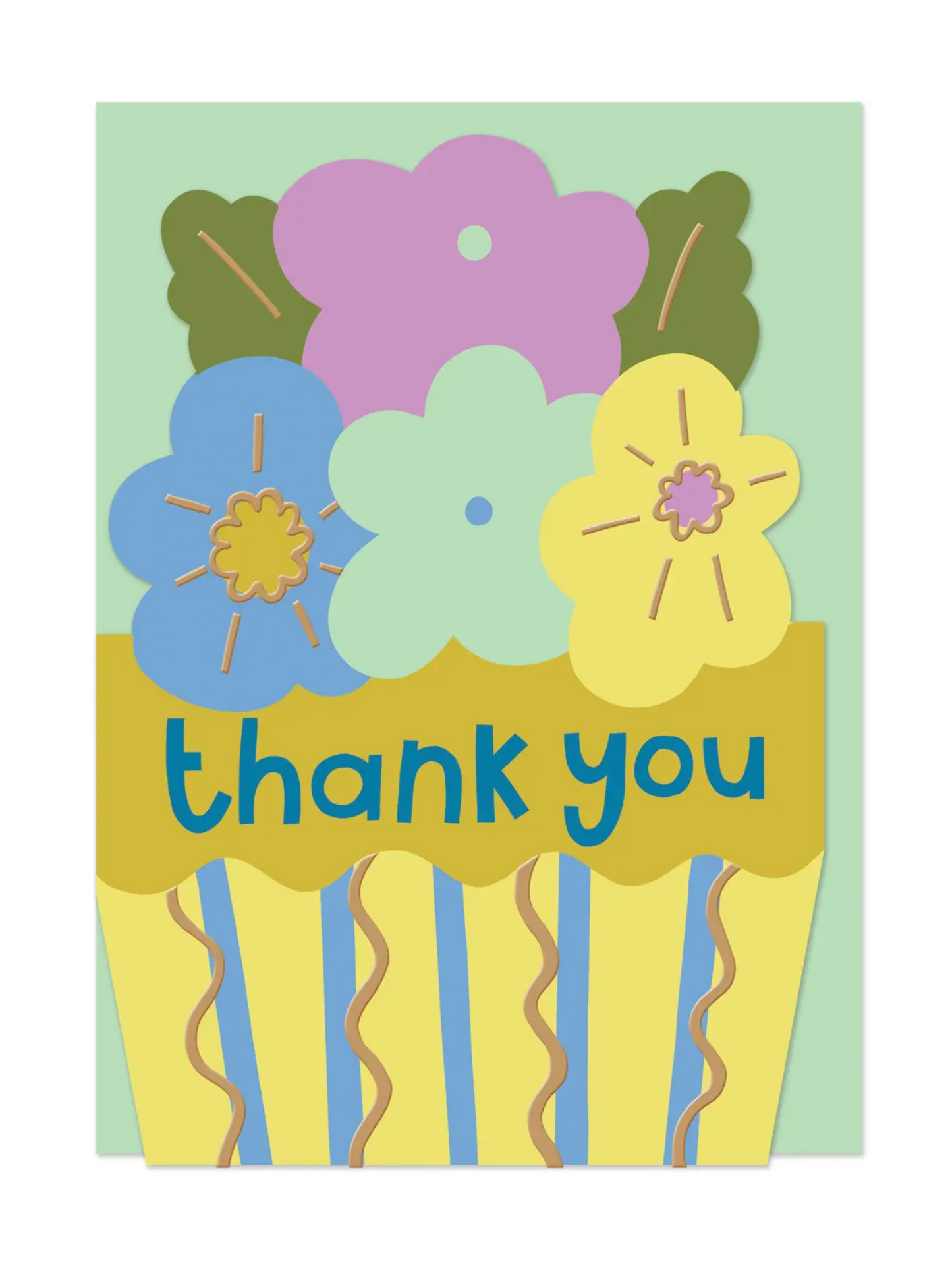 thank you flower basket die-cut card