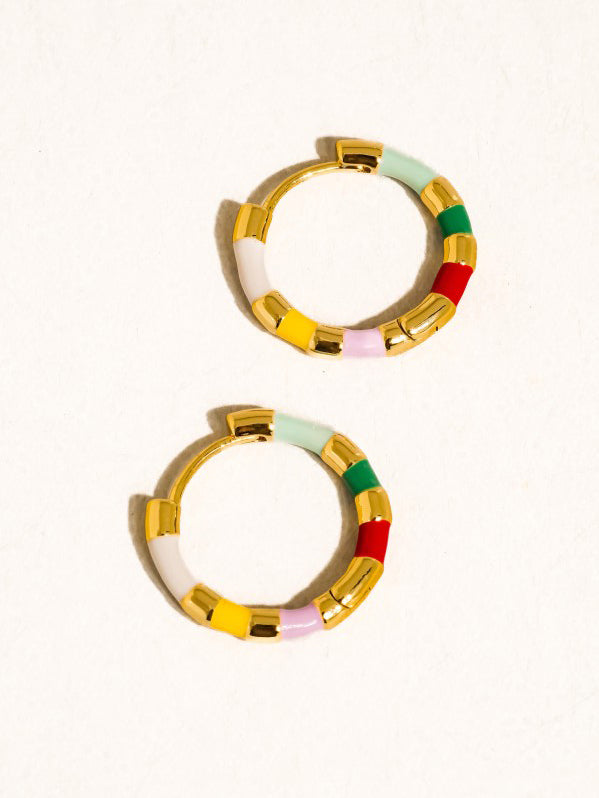 Tina 18K Gold-Plated Stripe Hoops