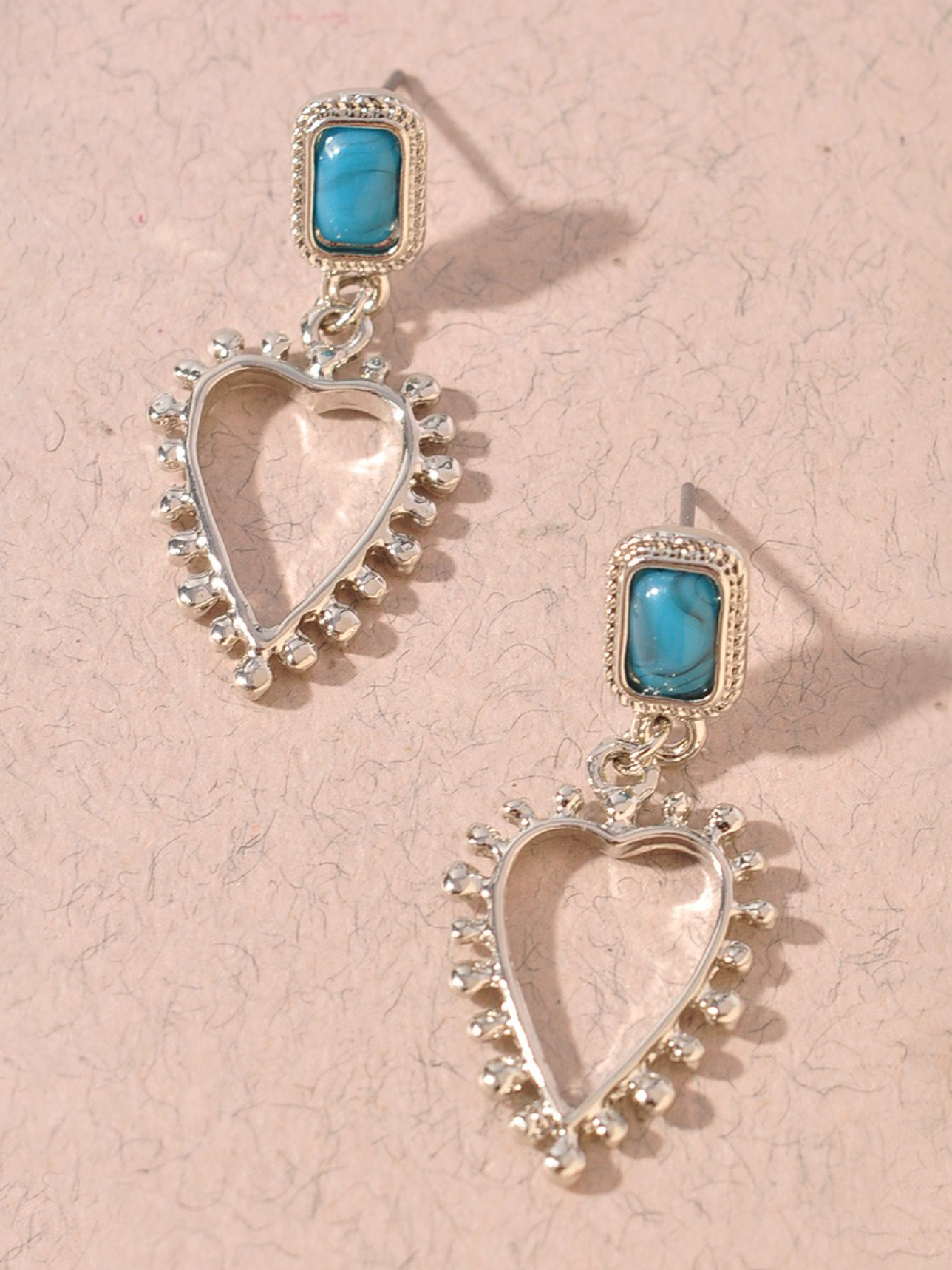 turquoise heart western earrings