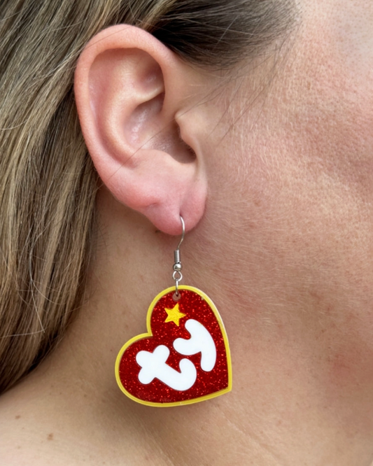 ty bear tag earrings