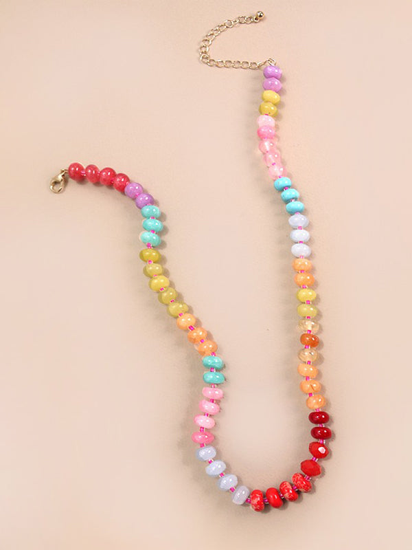 Vibrant Colors Glass Agate Bead Necklace