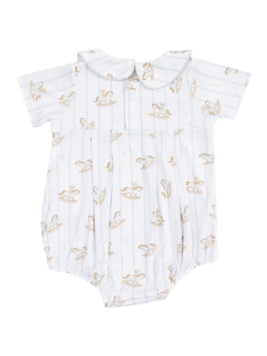 vintage rocking horse pleated bubble onesie
