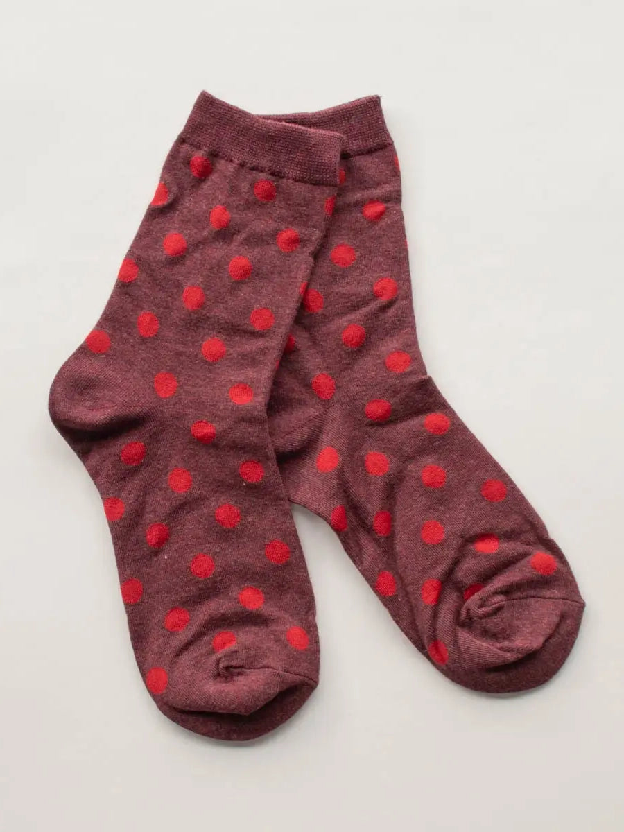 wine polka dot socks