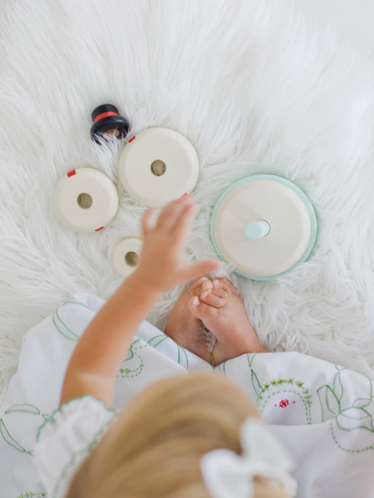 wooden snowman stacking toy