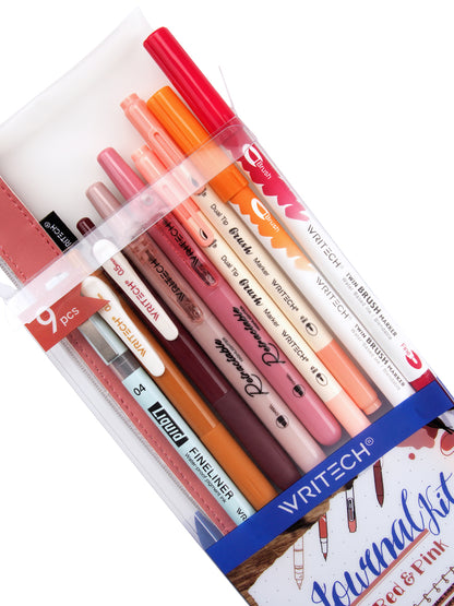 Red & Pink Journal Kit 9pcs Set