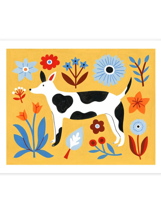 Yellow Floral Dog Print