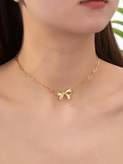 Gold Bow Chain Necklace