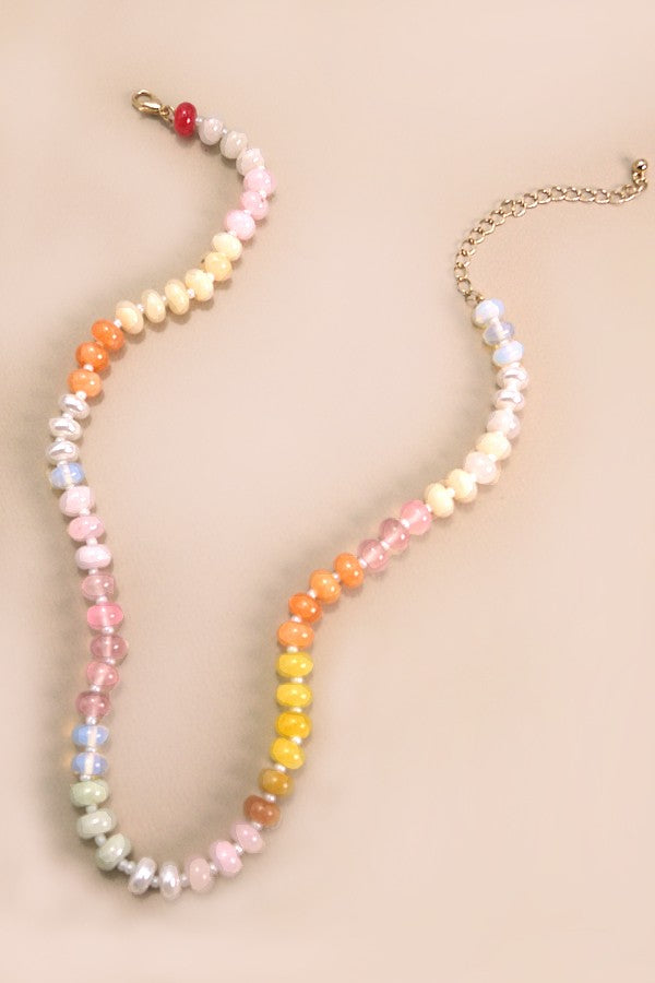 Pastel Colors Glass Agate Bead Necklace