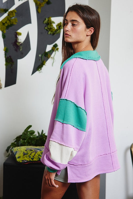 Amelia French Terry Color-block Top