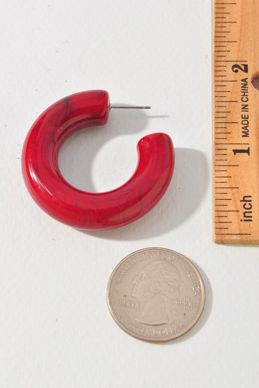 Green Resin Cutie Hoop Earrings