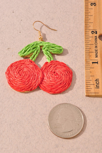 Raffia Cherry Drop Earrings