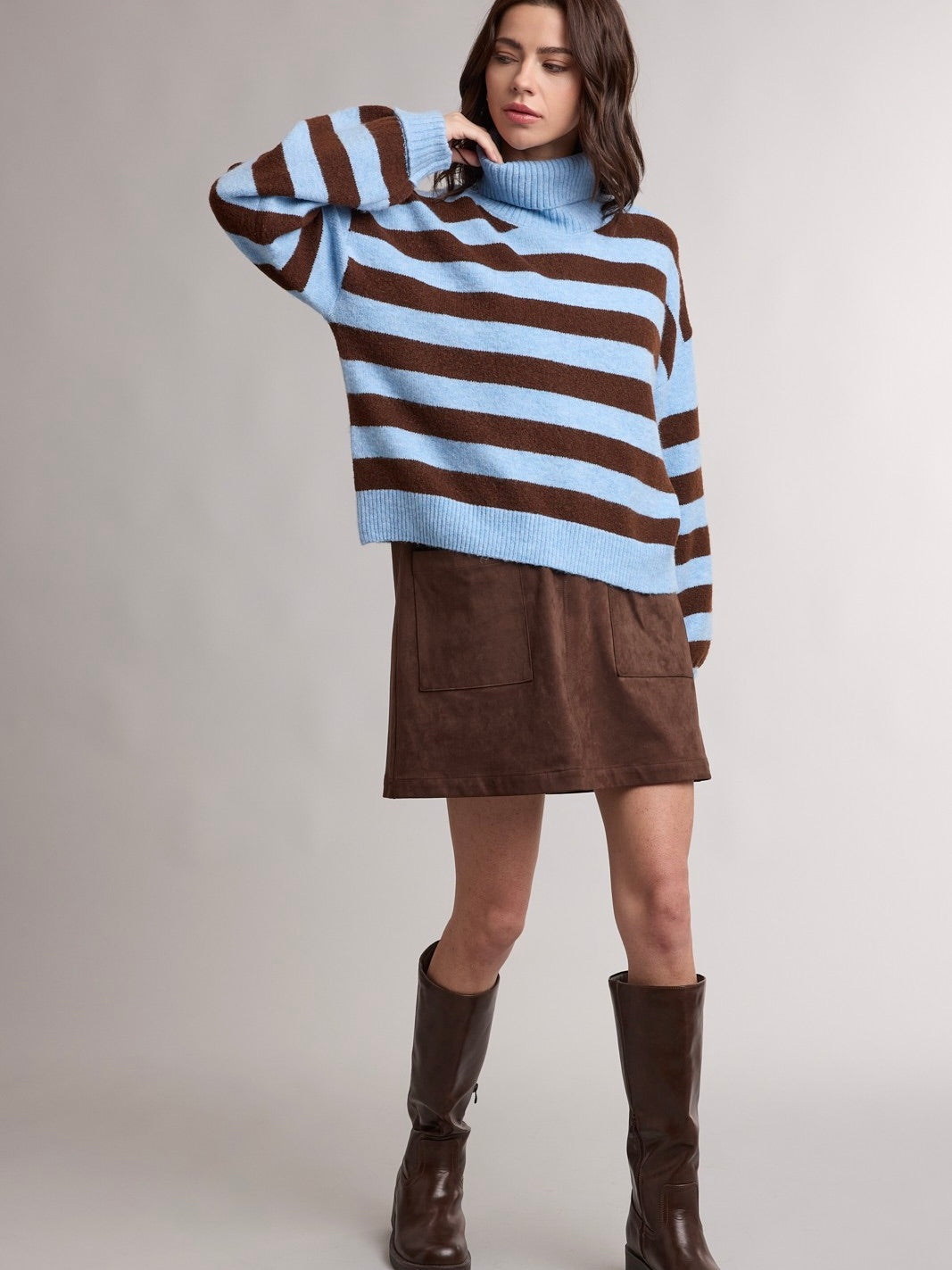 Sky High Striped Turtleneck