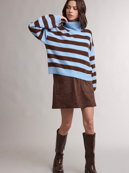 Sky High Striped Turtleneck