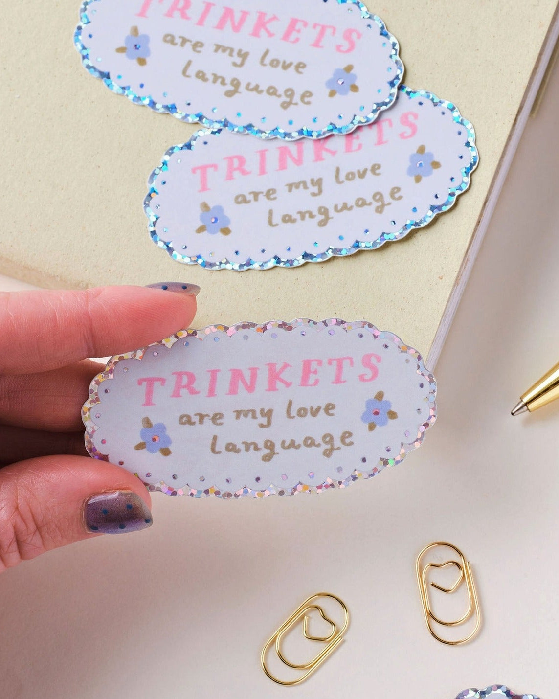 Trinkets Are My Love Language Holographic Sticker