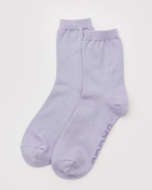 Lilac Metallic Crew Socks