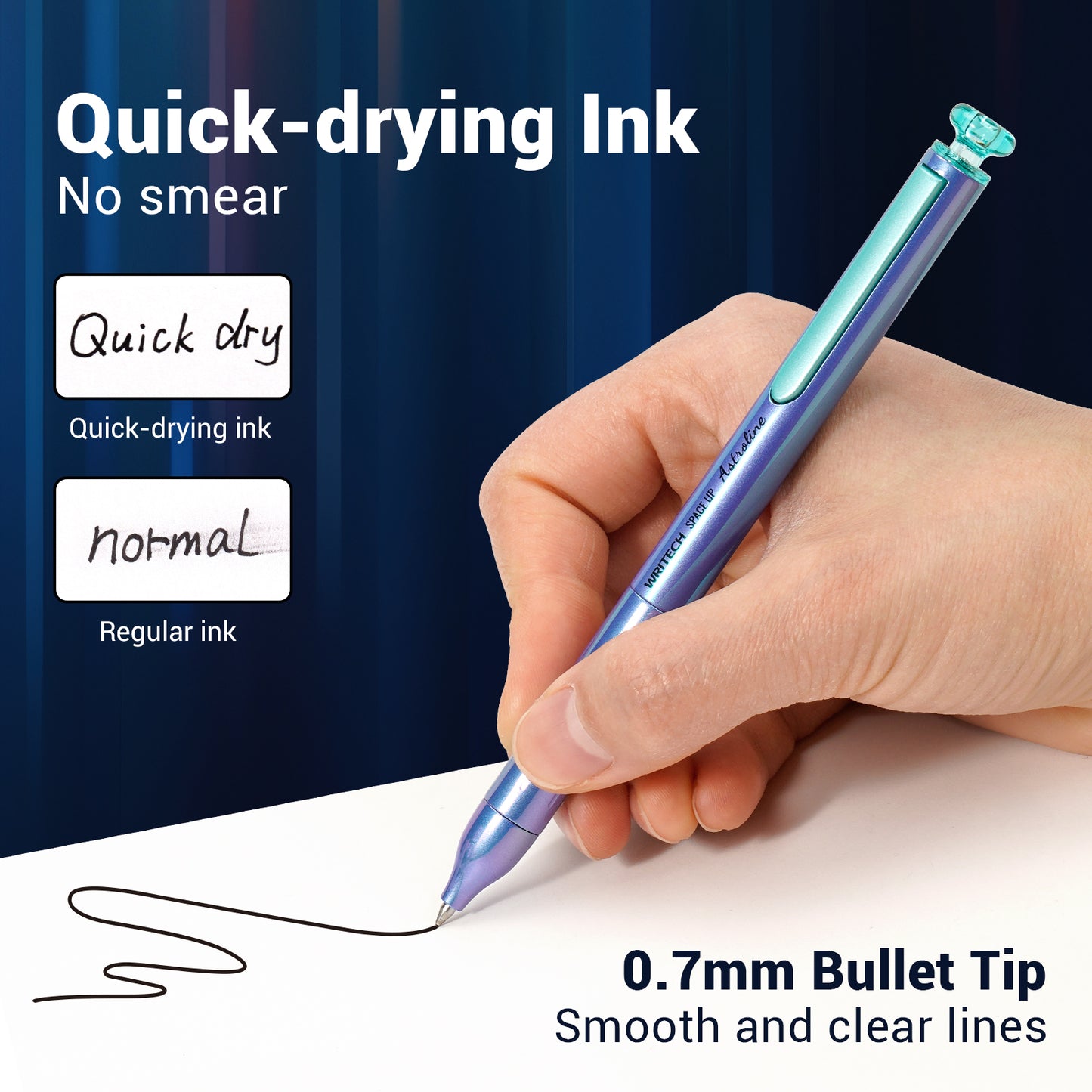 Blue Space Up Astroline 0.7mm Refillable Gel Pen