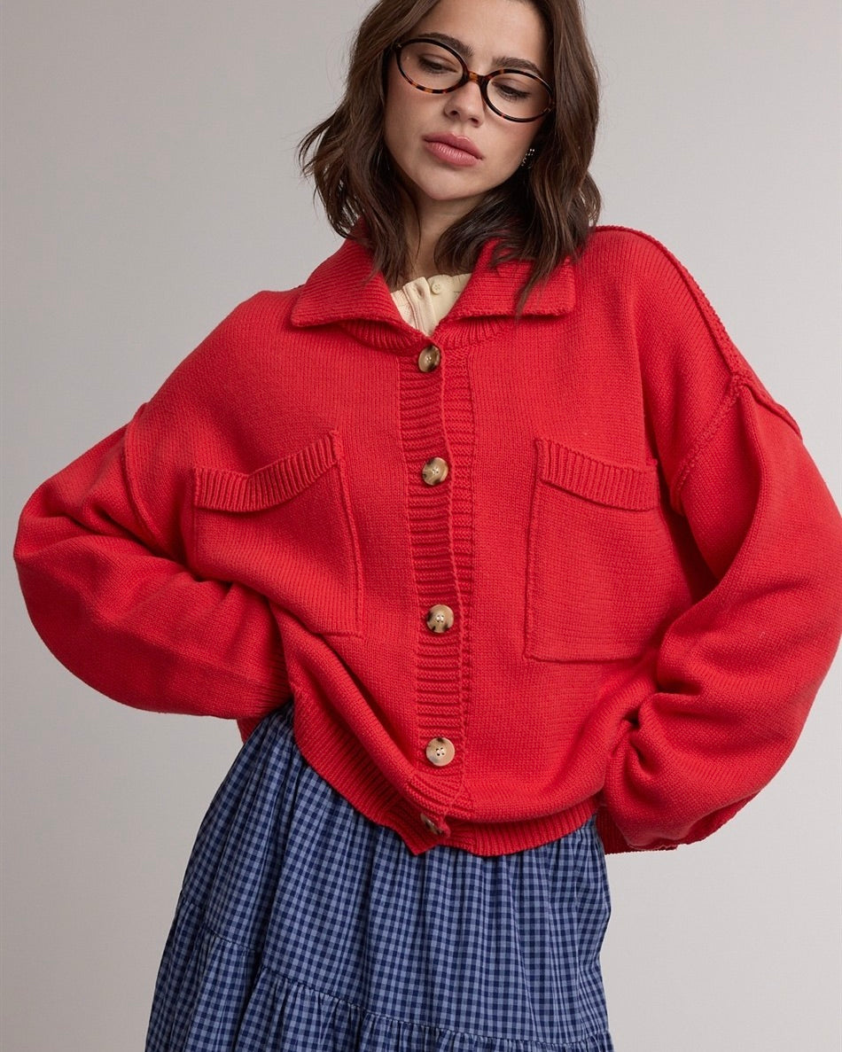 Prep Collared Cardigan