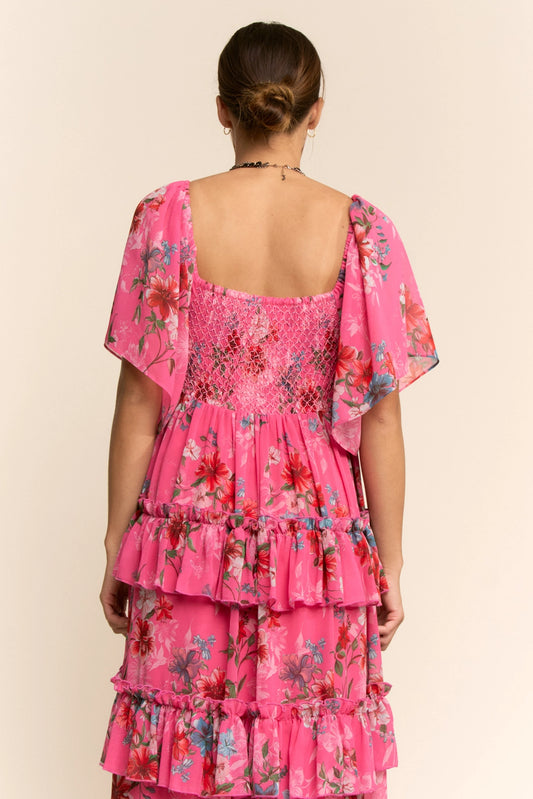 Flower Chiffon Maxi Dress