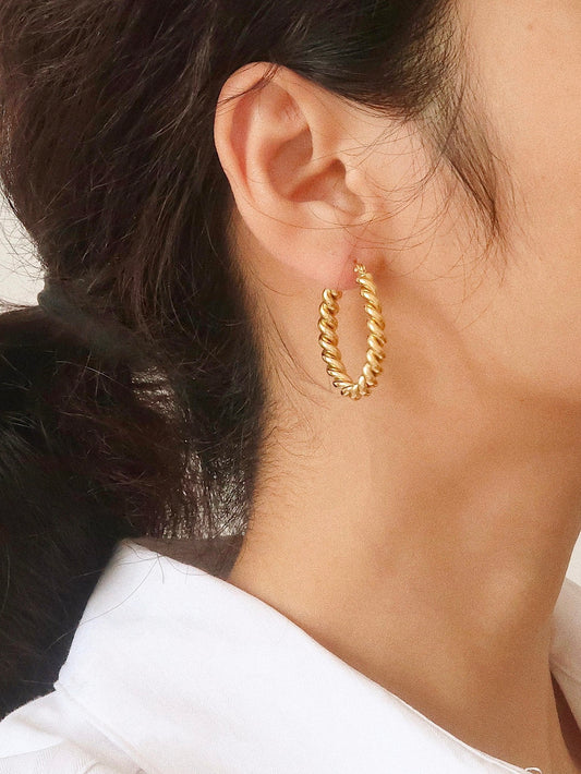 Golden Twistie Hoops