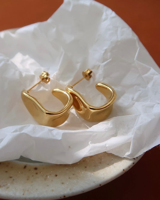 Golden Ripple Hoops