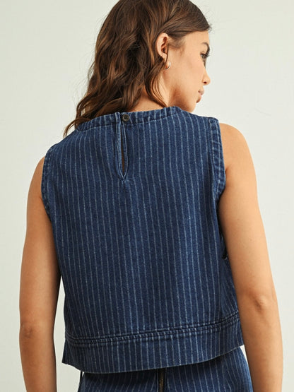 Dylan Pinstripe Denim Top