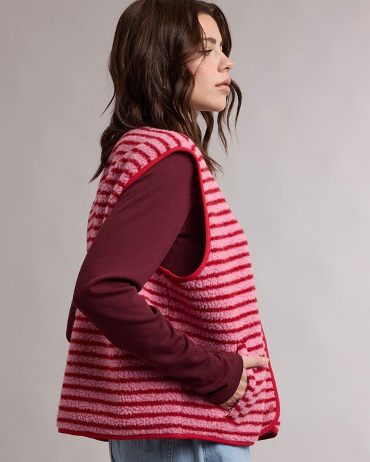 Berry Teddy Stripe Vest