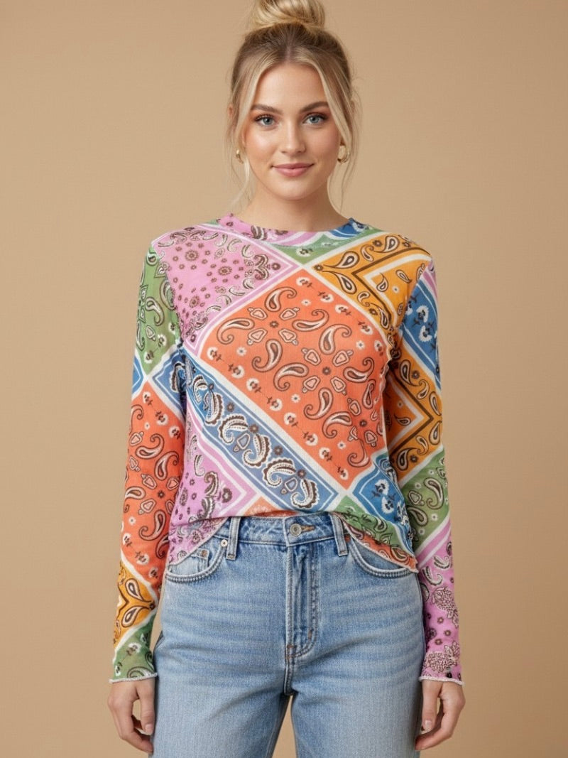Patchwork Mesh Top