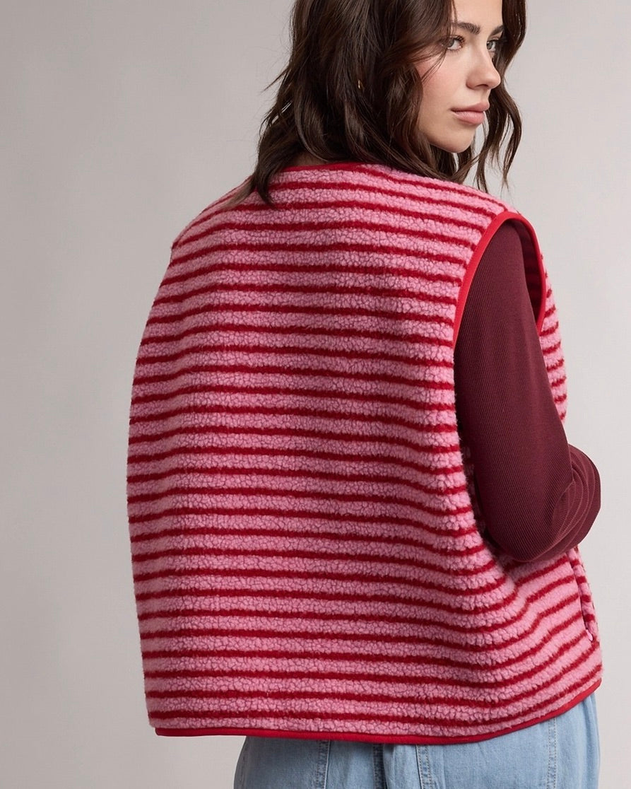 Berry Teddy Stripe Vest