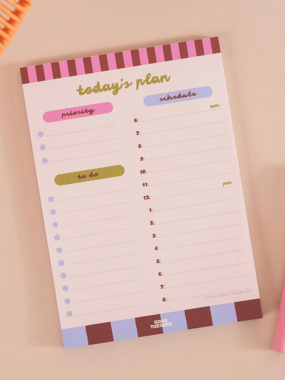 A5 Checks and Stripes Daily Planner Pad