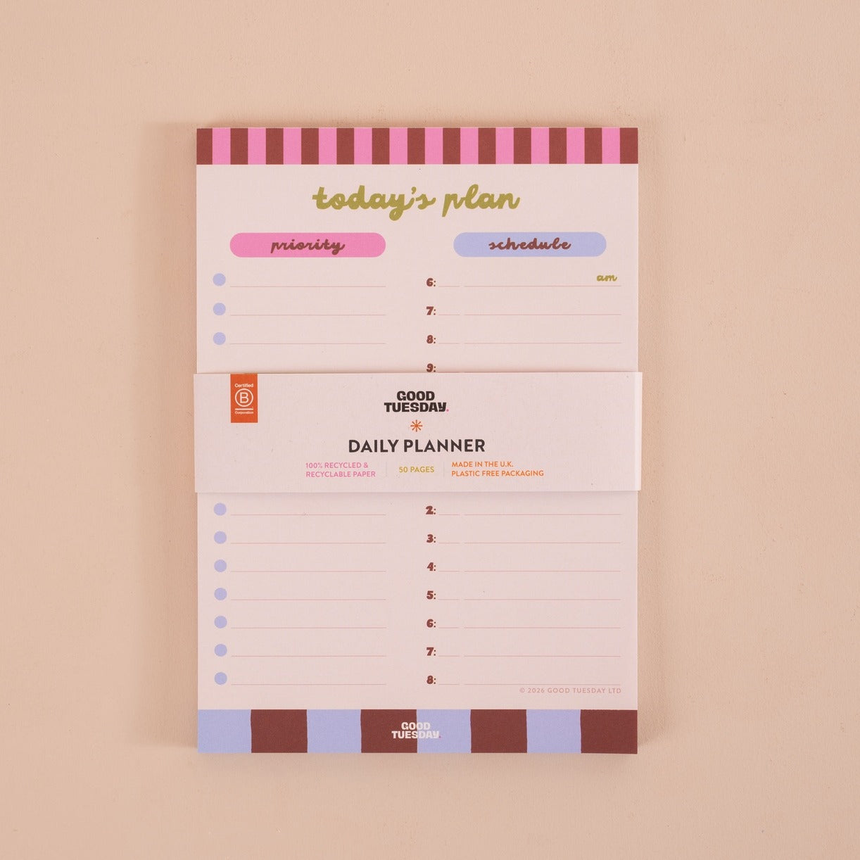 A5 Checks and Stripes Daily Planner Pad