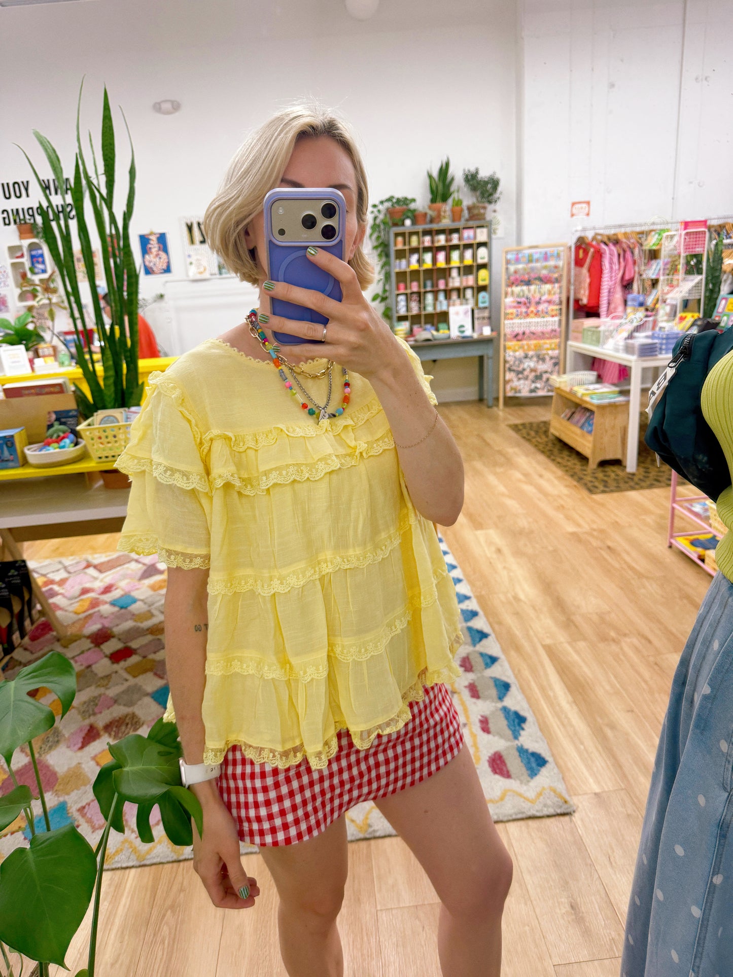 Butter Yellow Ruffle Swing Top