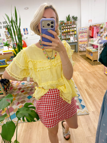 Butter Yellow Ruffle Swing Top
