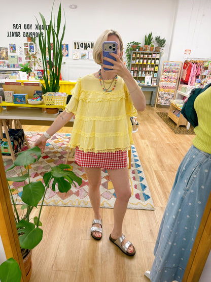 Butter Yellow Ruffle Swing Top
