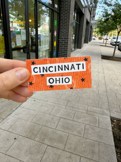 Cincinnati Ohio Orange Stars Sticker