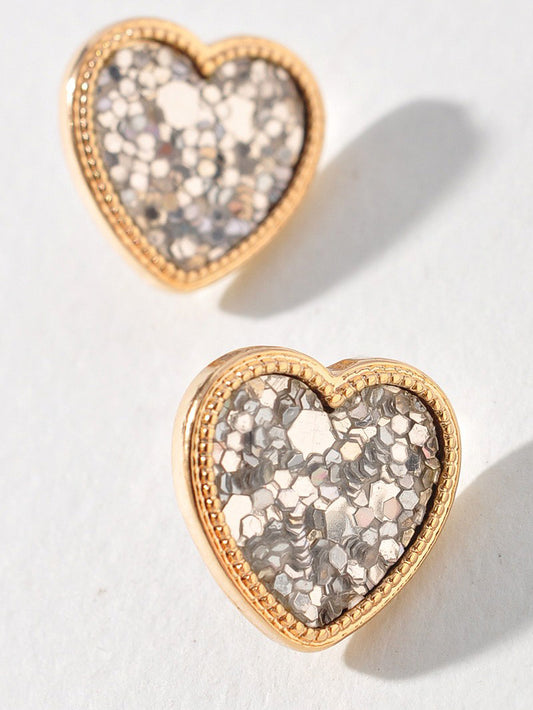 Silver Heart Stud Earrings