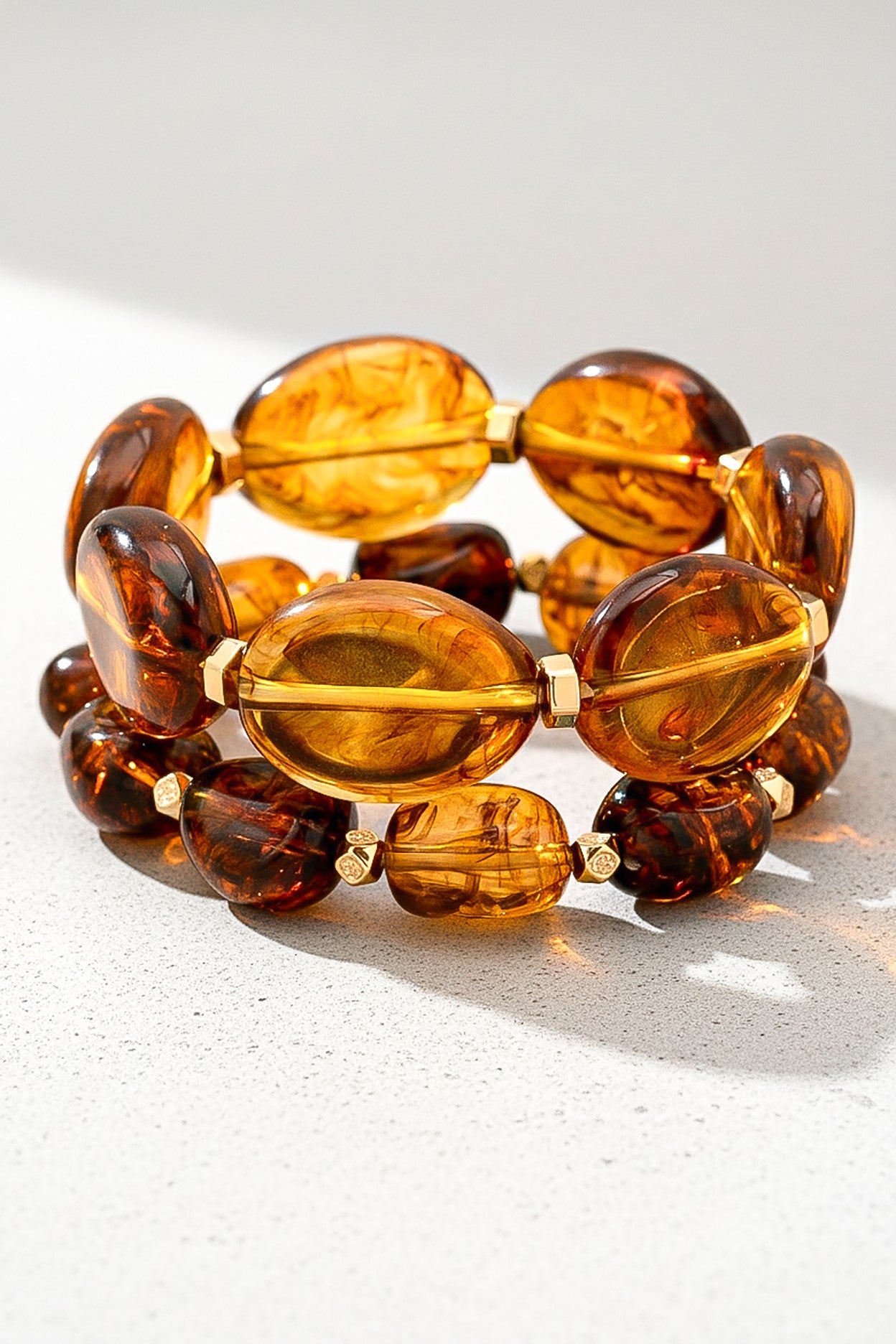 Amber Resin Bead Stretch Bracelet