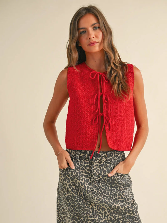 April Knit Tie Sleeveless Top