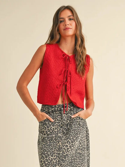 April Knit Tie Sleeveless Top