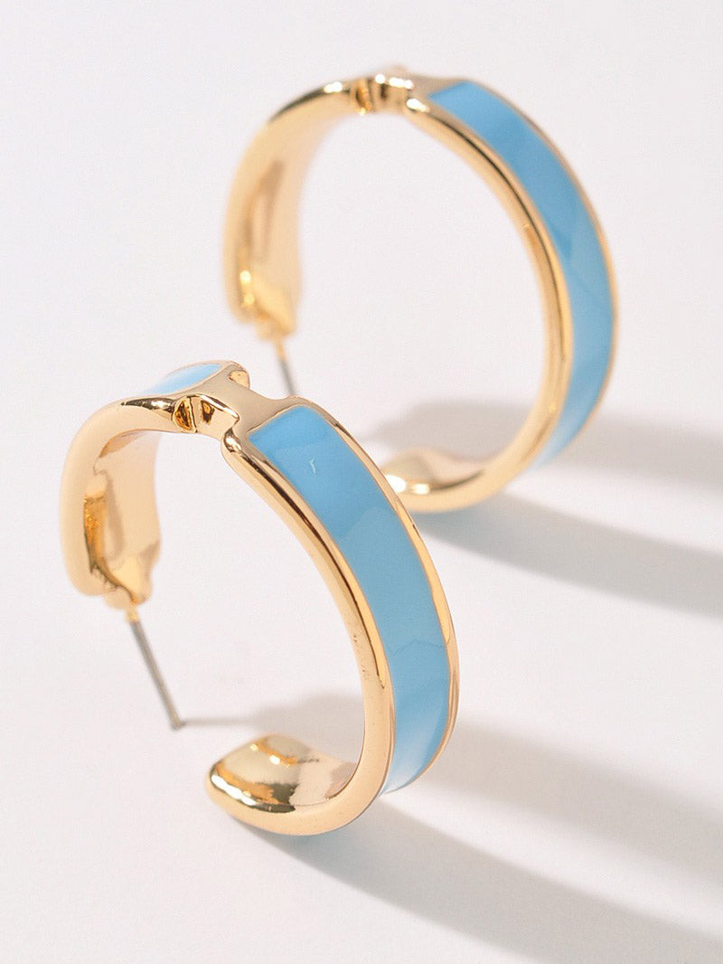 Aqua Painted Hoop Earrings