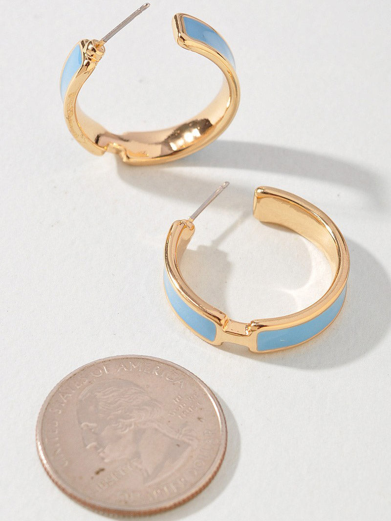 Aqua Painted Hoop Earrings