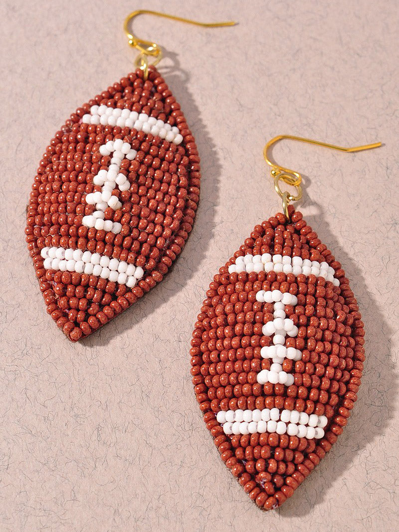 Beaded Football Earrings