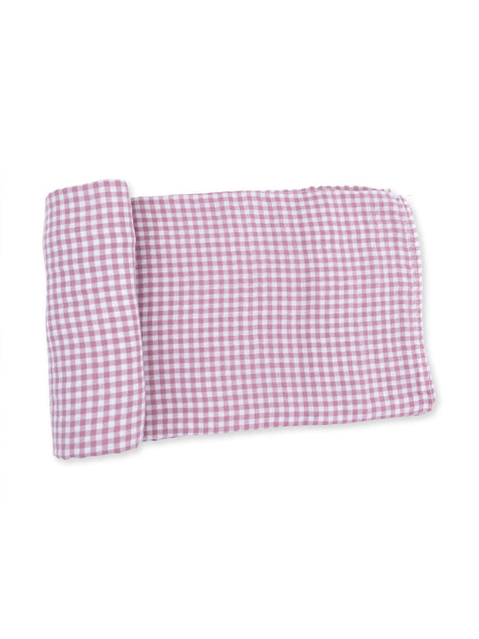 Berry Gingham Swaddle Blanket