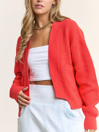 Berry Cut Hem Open Cardigan