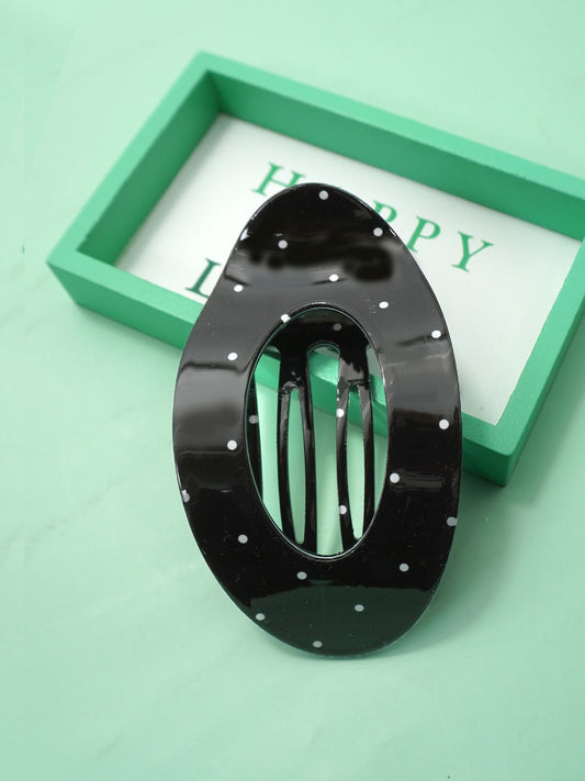 Black Polka Dot Flat Hair Claw Clip