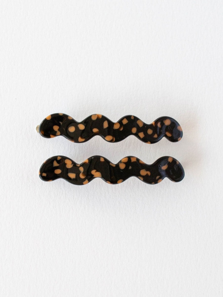 Black Terrazzo Eco Wave Hair Pin Set