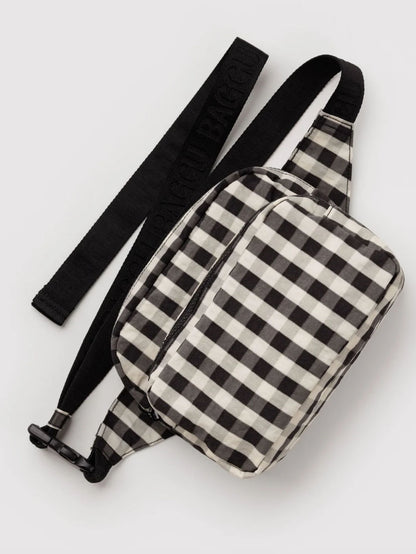 Black and Cream Gingham Fanny Pack