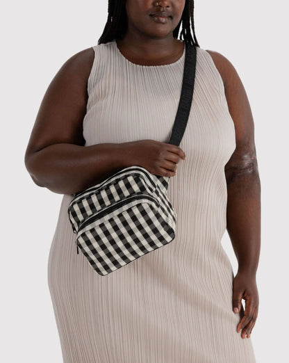 Black and Cream Gingham Fanny Pack