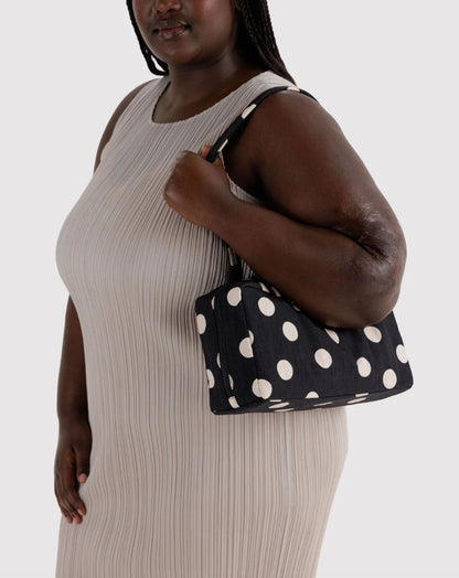 Black and Cream Polka Dot Nylon Bowler Bag